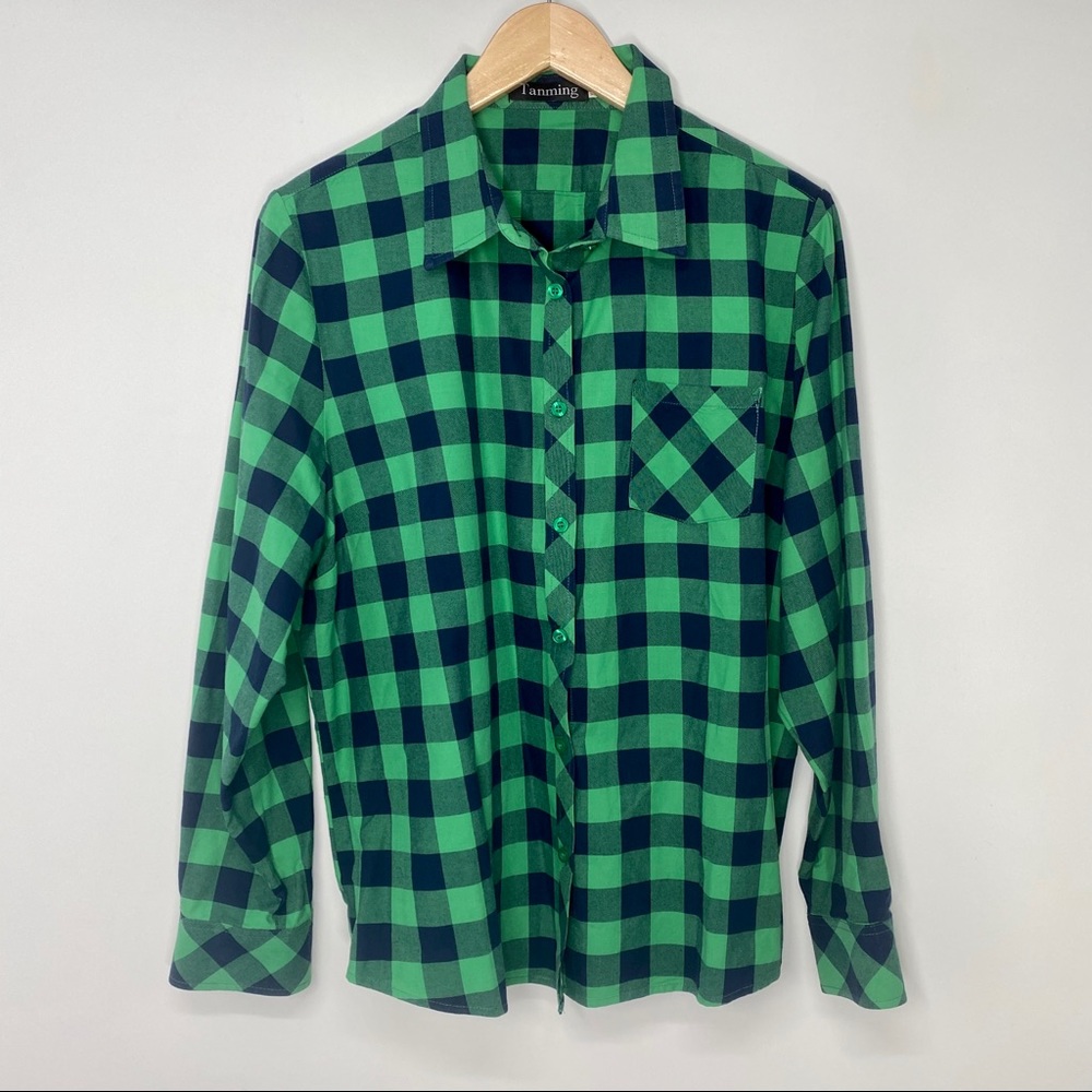 Tanming buffalo plaid button down